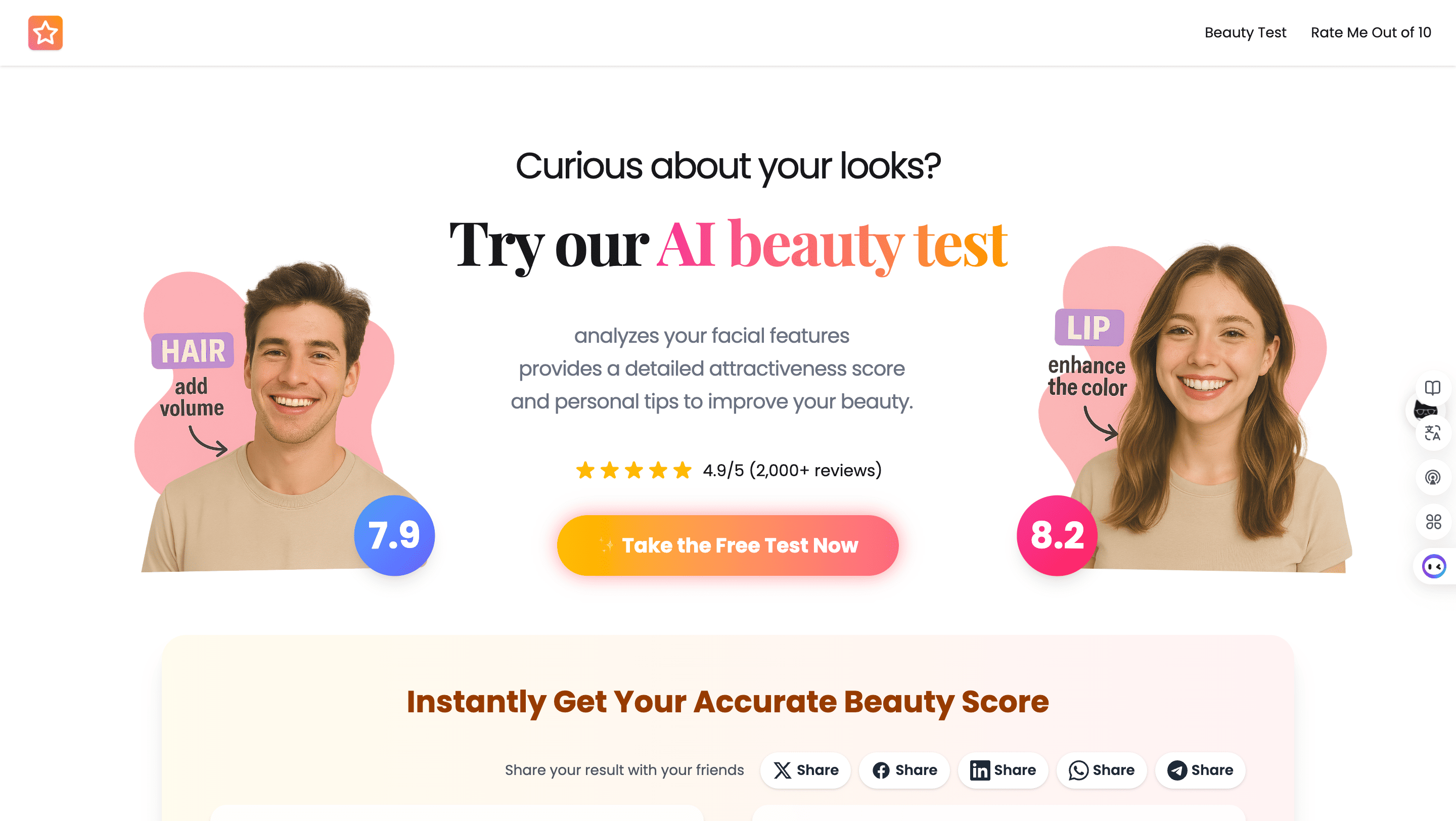 Free AI Beauty Test – Get Your Precise Beauty Rating and Analysis ...