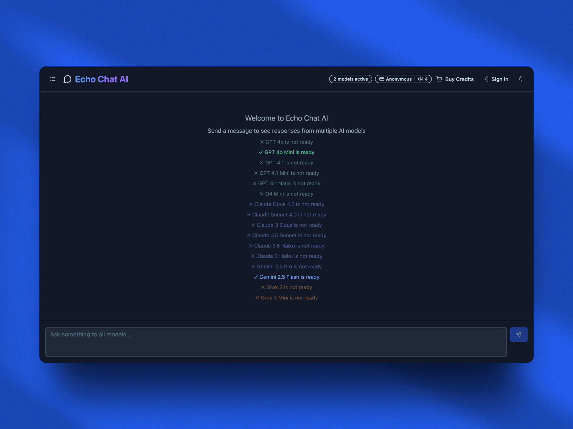 Echo Chat AI interface