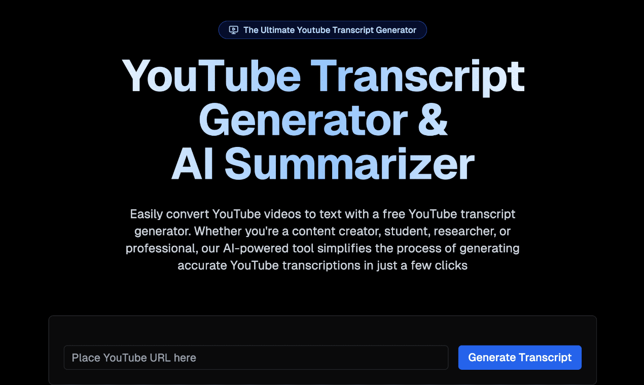YouTube Transcript Generator – Free | Open-Launch
