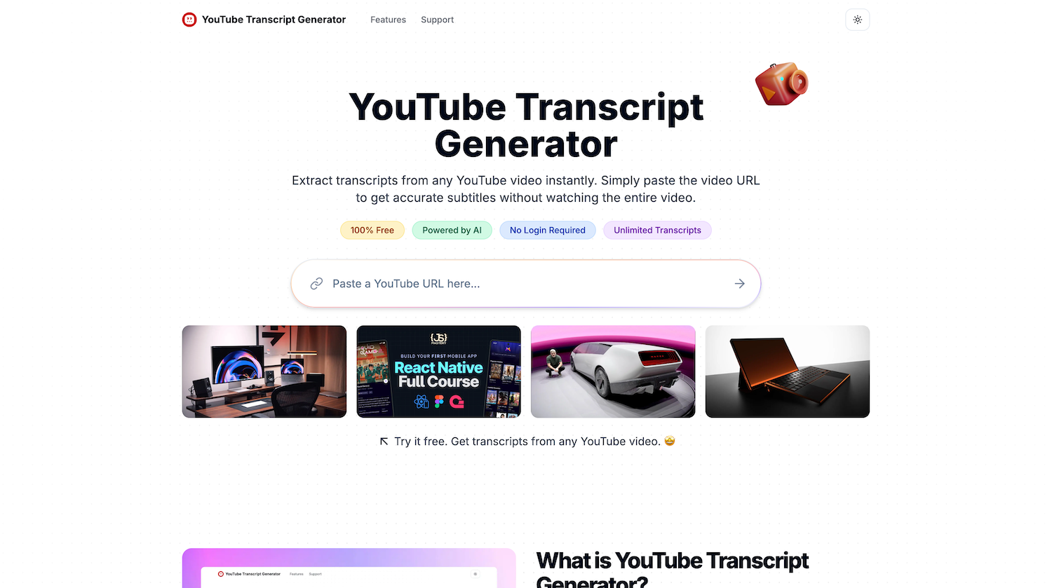 YouTube Transcript Generator | Open-Launch